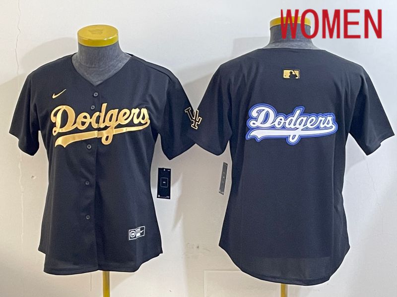 Women Los Angeles Dodgers Blank Black Gold Game 2024 Nike MLB Jersey style 12095->women mlb jersey->Women Jersey
